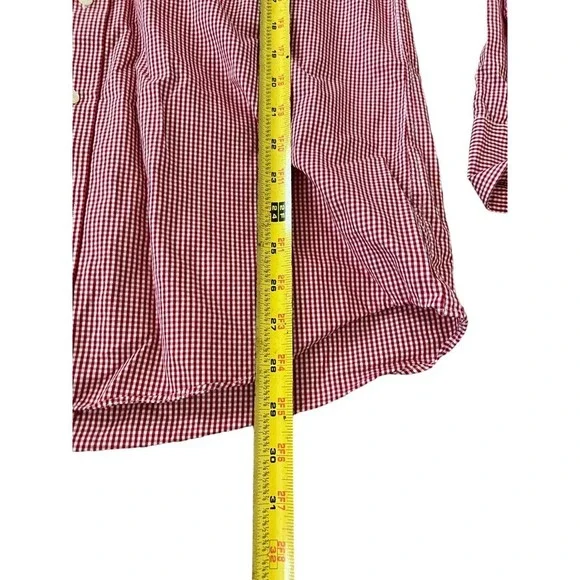 Tommy Hilfiger Dress Shirt Men Size 15.5 32-33 Red Gingham Plaid Checkered Work - Picture 6 of 8